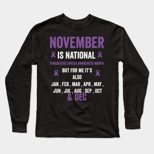 pancreatic cancer awareness - November purple ribbon month Long Sleeve T-Shirt
